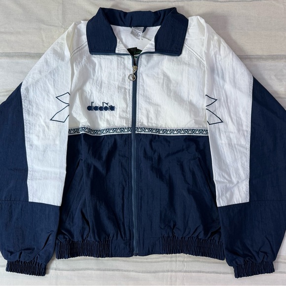Vintage 1990s Diadora Livorno Windbreaker Jacket Navy Size Large *BNWT*